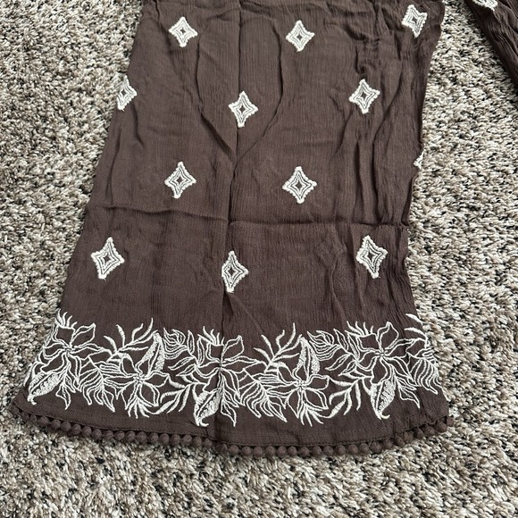 Sundance Embroidered Crop Pants Brown Womens Sz L Boho Festival Travel - Picture 7 of 11